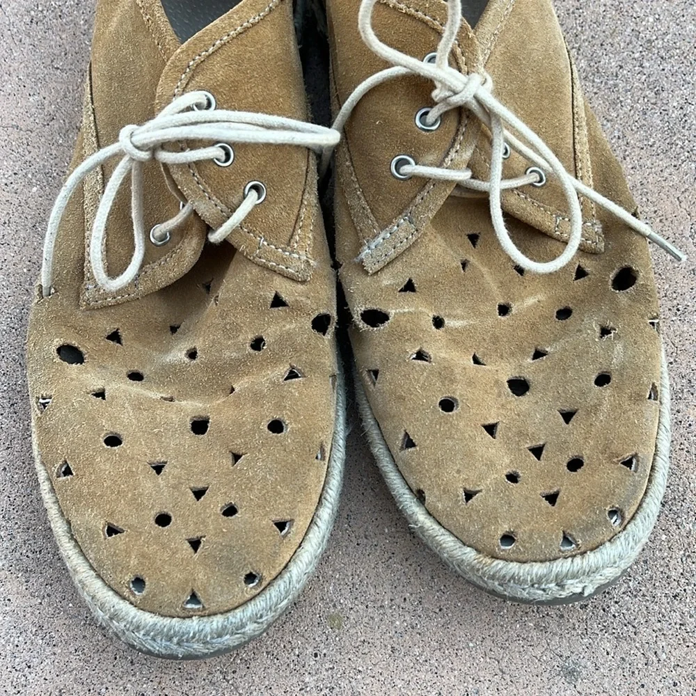 Seychelles Lace-up Espadrille Sneaker 100% Leather Suede Size 9 Neutral Coastal